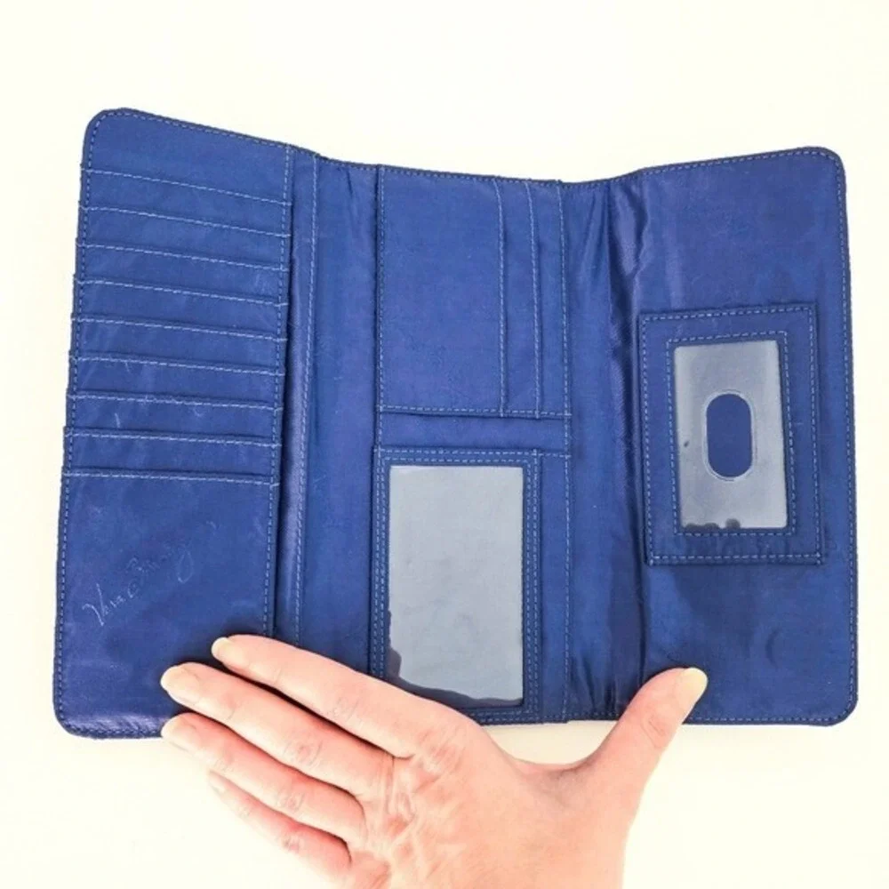Vera Bradley Blue & Green‎ Striped Katalina Showers Trifold Wallet - Picture 4 of 6